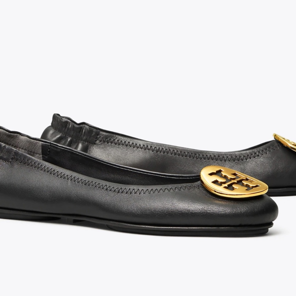 Tory Burch Black Minnie Travel Ballet, Size 8